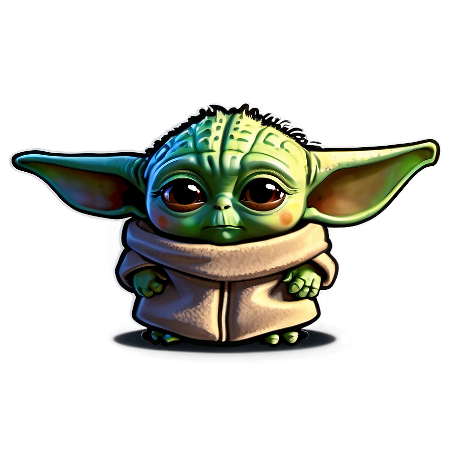 Baby Yoda Cartoon Sticker Design Png 06252024 PNG Image