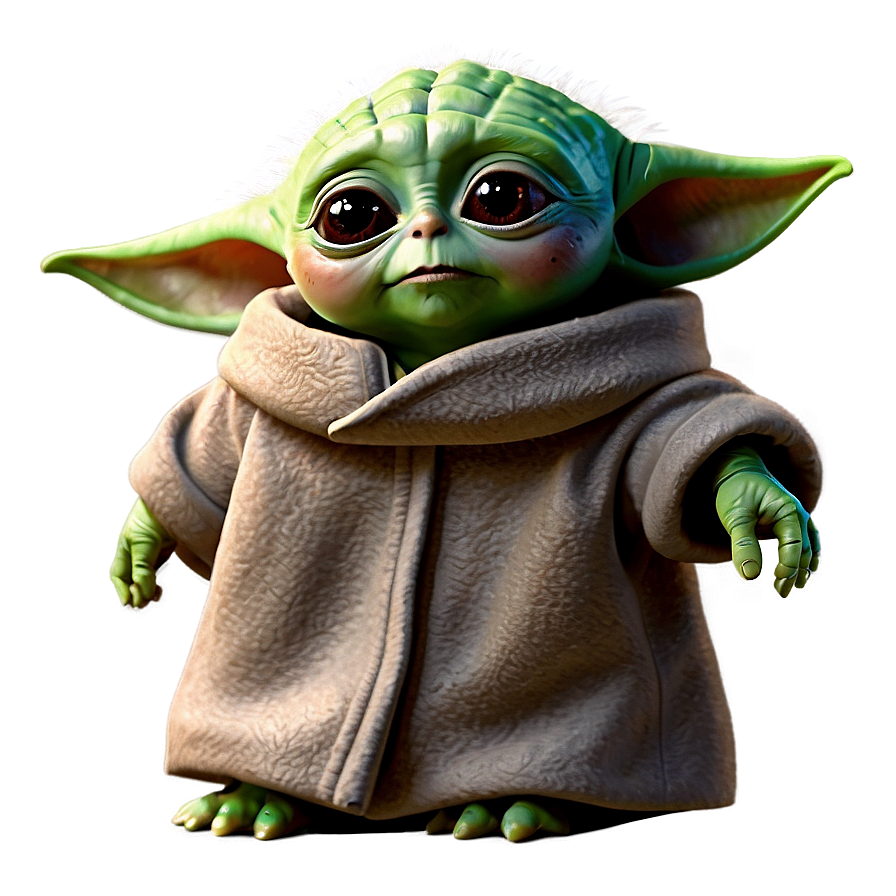 Baby Yoda Cartoon Waving Hand Png Qrs74 PNG Image