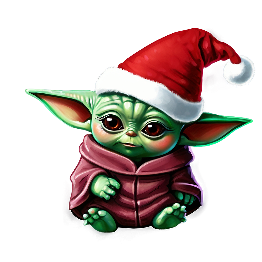 Baby Yoda Cartoon With Christmas Hat Png 06252024 PNG Image