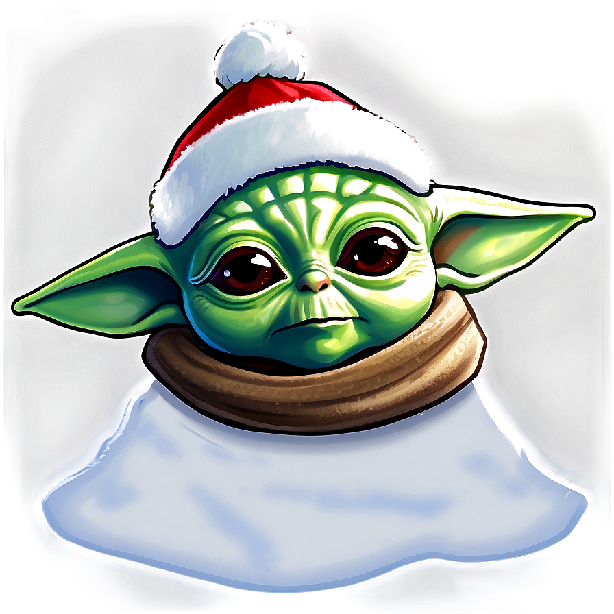 Baby Yoda Cartoon With Christmas Hat Png Iqv PNG Image