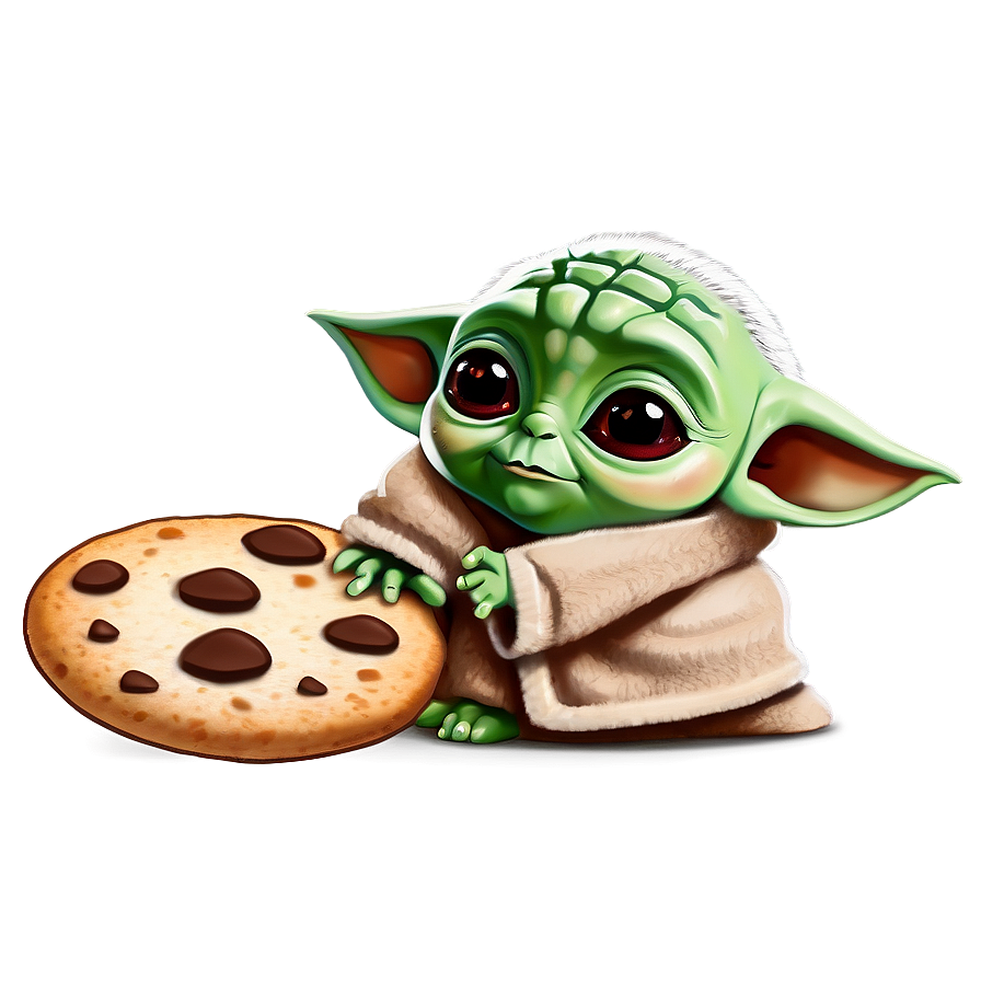 Baby Yoda Cartoon With Cookie Png 24 PNG Image