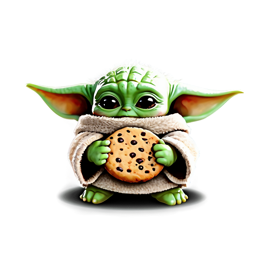 Baby Yoda Cartoon With Cookie Png Rba PNG Image