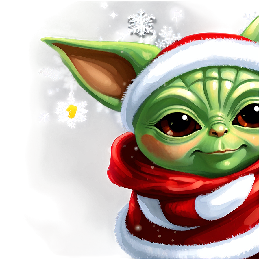 Baby Yoda Christmas Theme Cartoon Png Hcu24 PNG Image