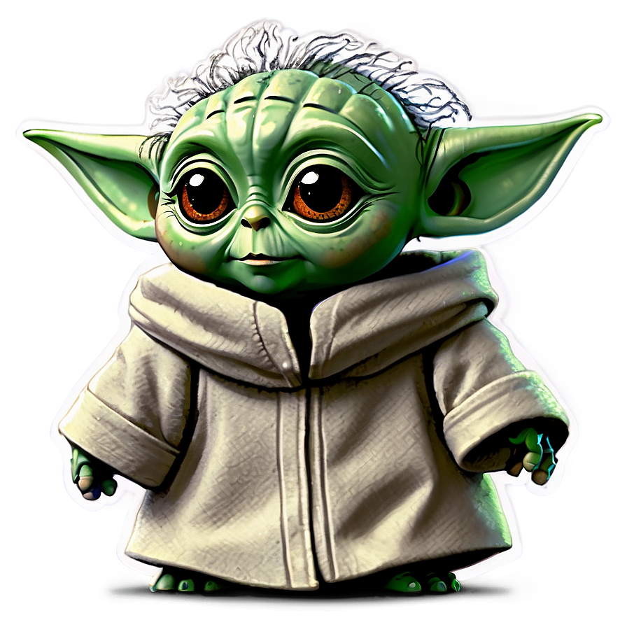 Baby Yoda Happy Expression Cartoon Png 06252024 PNG Image