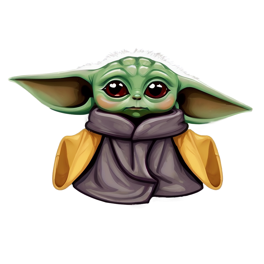 Baby Yoda Head Cartoon Png 06252024 PNG Image