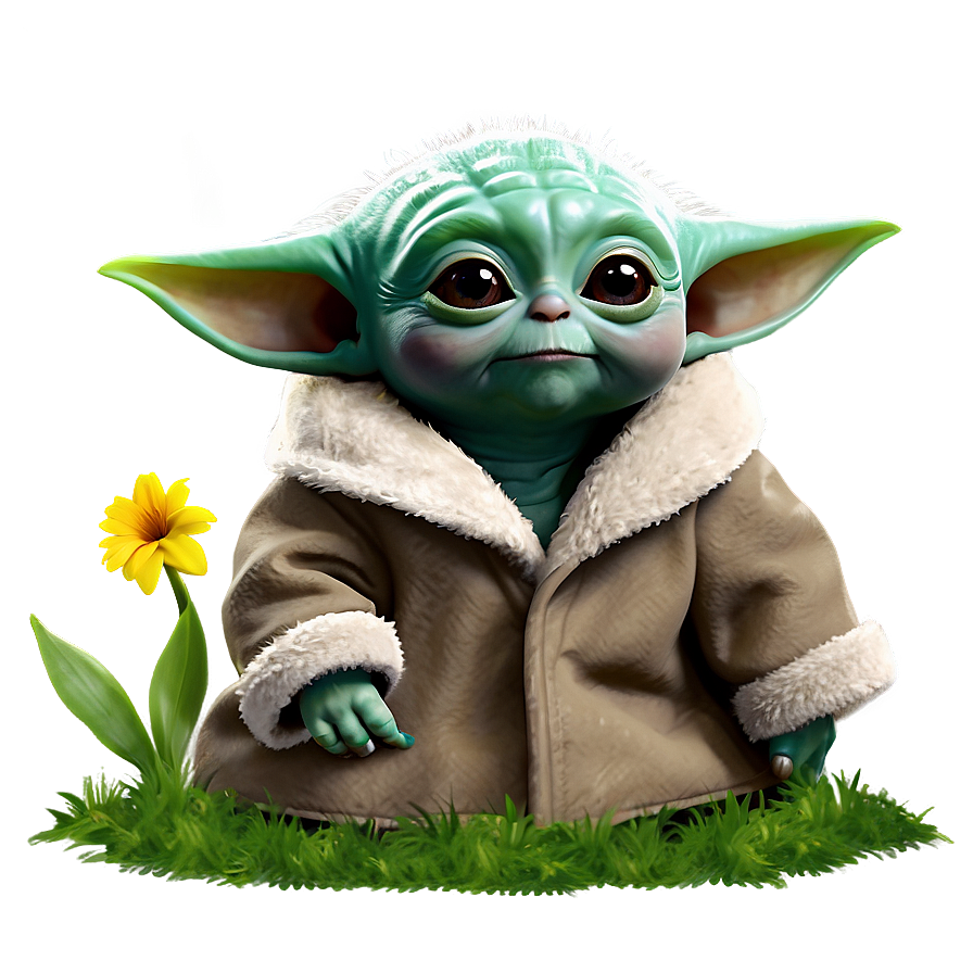 Baby Yoda With Flowers Png Sdd50 PNG Image