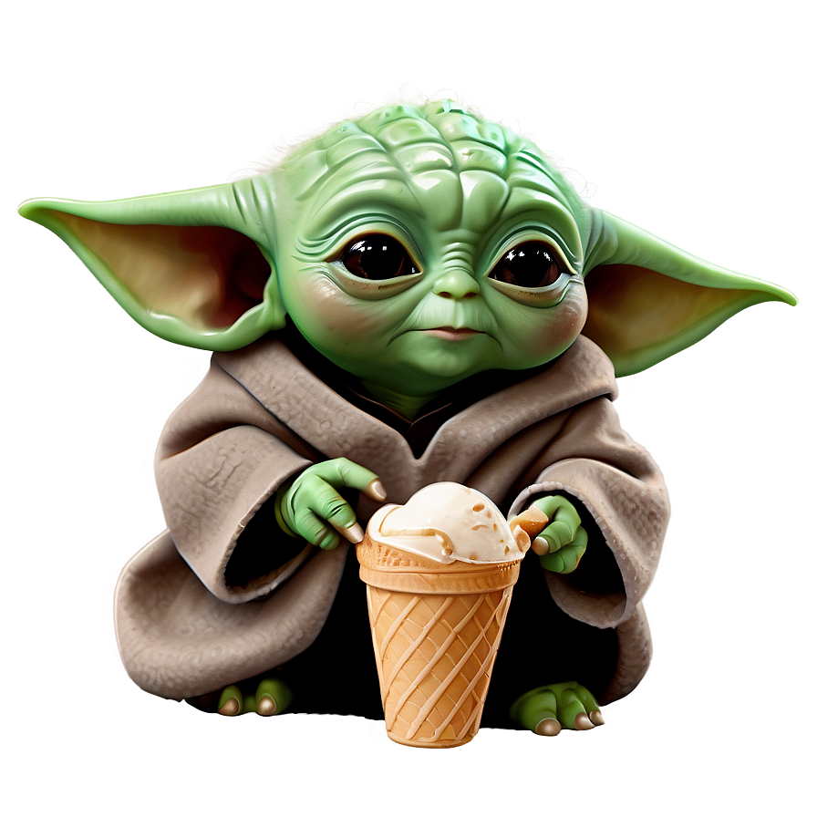 Baby Yoda With Ice Cream Png Cny PNG Image