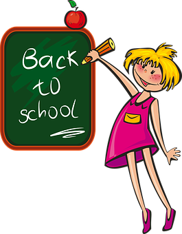 Backto School Cartoon Girl PNG Image