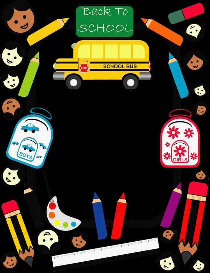 Backto School Page Border Design PNG Image