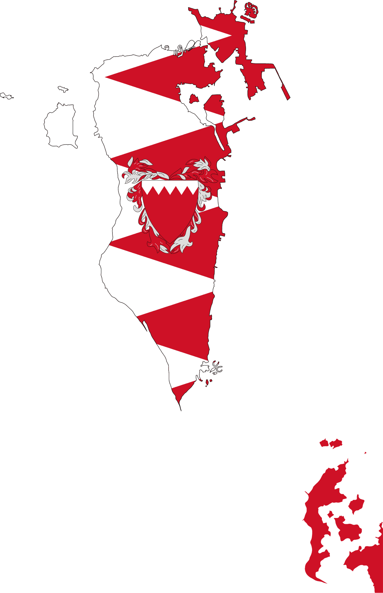 Bahrain Flag Map PNG Image