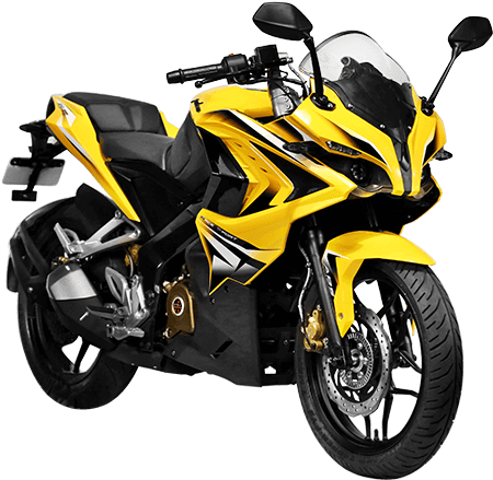 Bajaj Pulsar Yellow Sport Motorcycle PNG Image