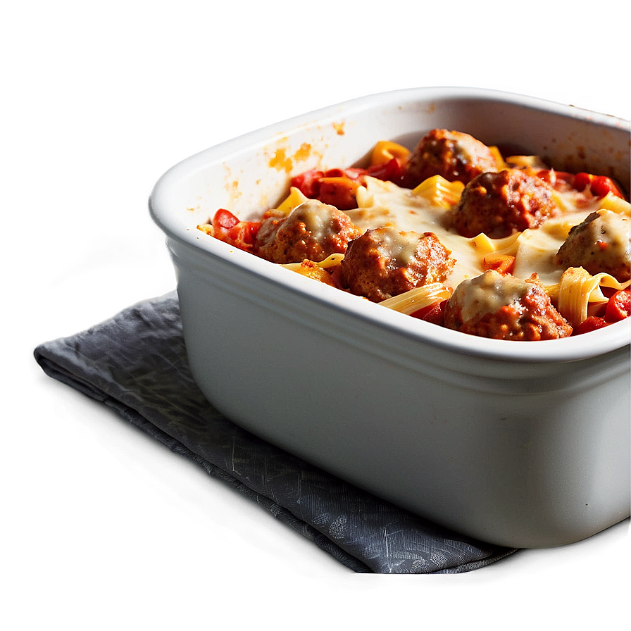 Baked Meatball Pasta Casserole PNG Image