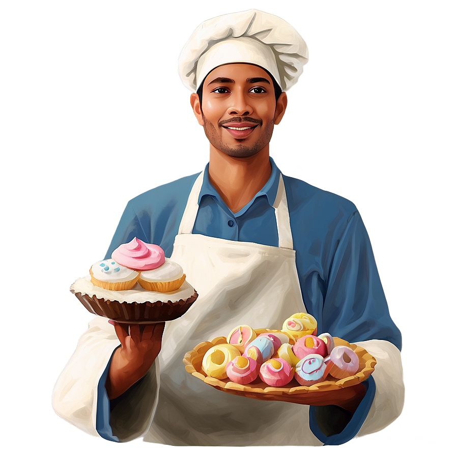 Baker With Sweets Png Vdp PNG Image