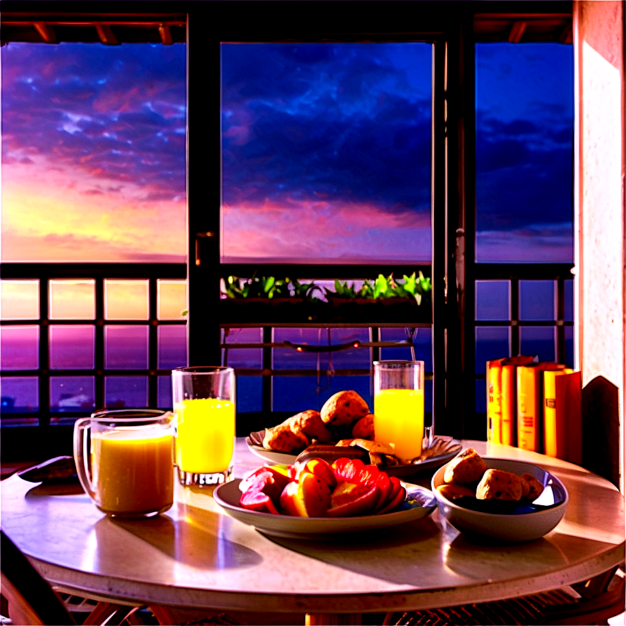 Balcony Sunrise Breakfast Png 06272024 PNG Image