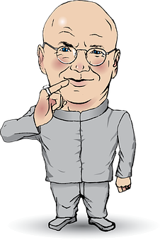 Bald Cartoon Man Thinking PNG Image