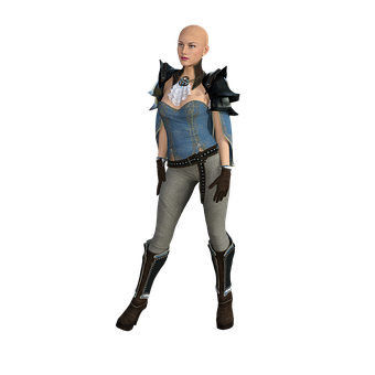 Bald Female Characterin Fantasy Outfit PNG Image