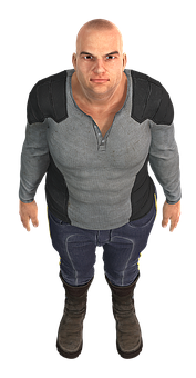 Bald_ Man_ Standing_ High_ Angle_ View PNG Image