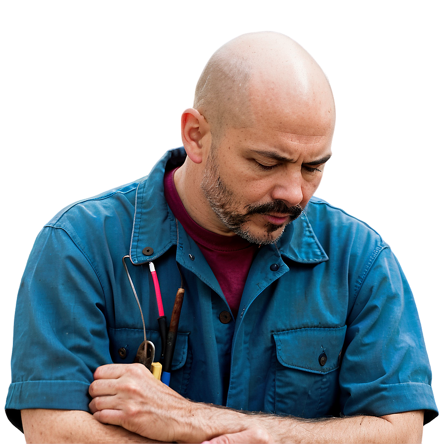 Bald Mechanic Repairing Png 06202024 PNG Image