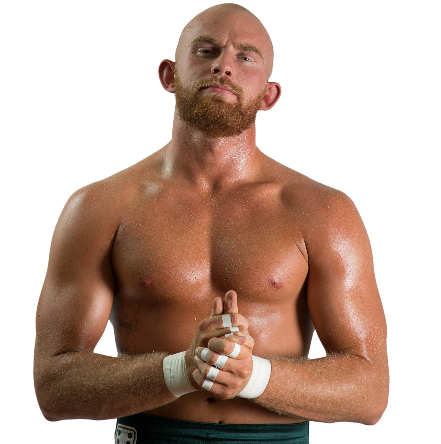 Bald Wrestler Intense Stare PNG Image