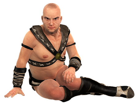 Bald Wrestlerin Black Attire PNG Image