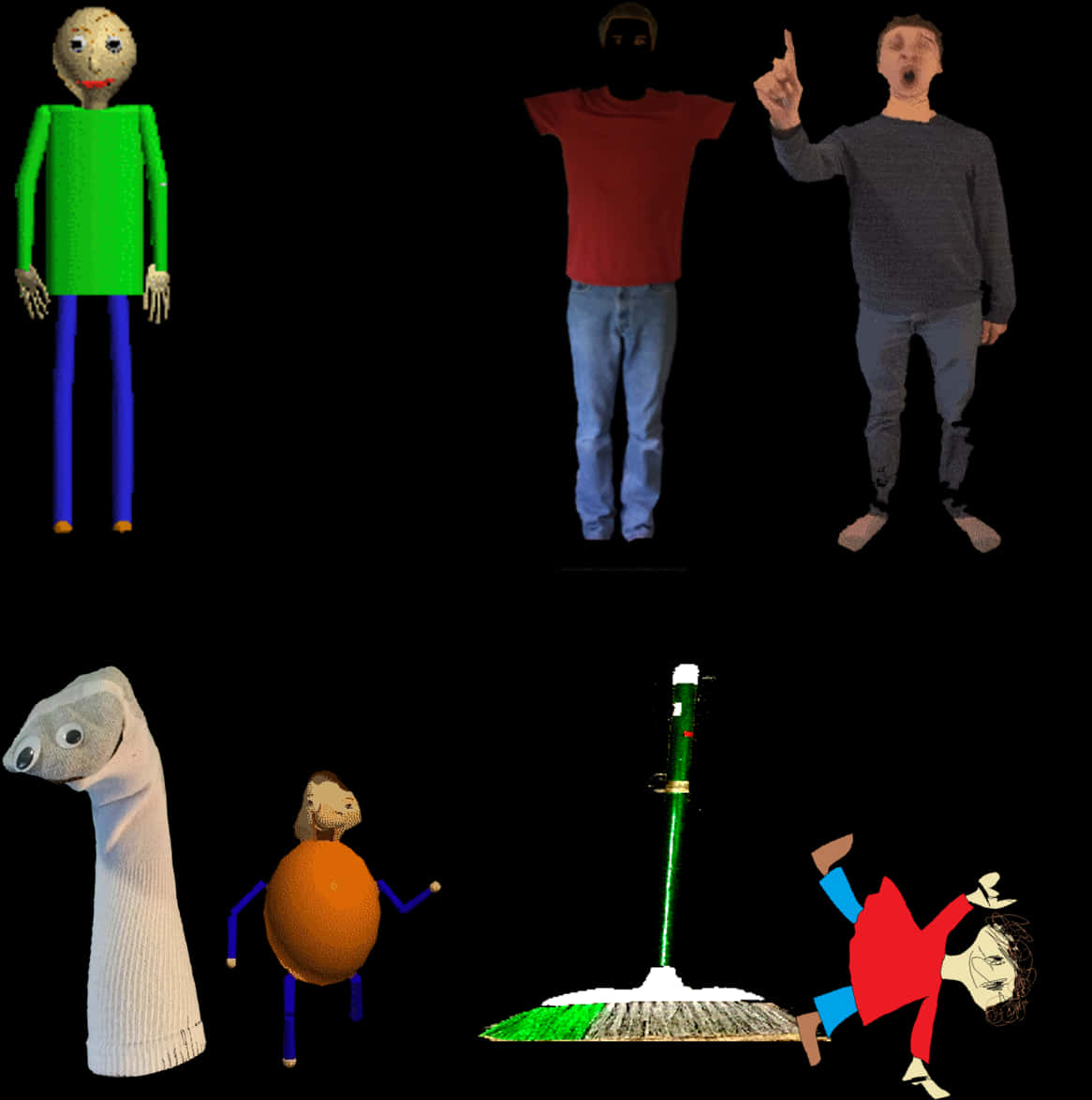 Baldi Game Characters Collage PNG Image