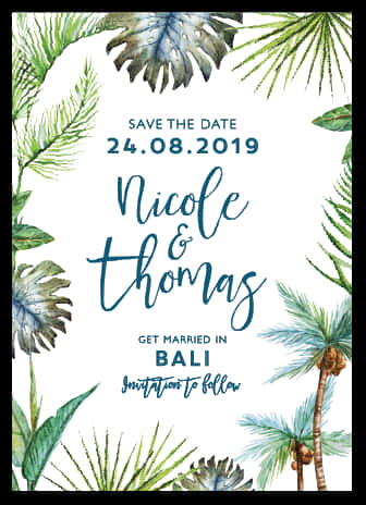 Bali Wedding Save The Date Invitation PNG Image