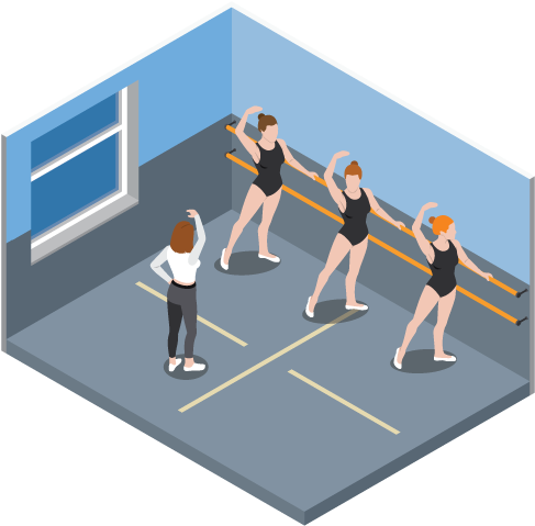 Ballet Class Isometric Illustration PNG Image