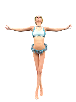 Ballet Dancer In Blue Attire PNG Image