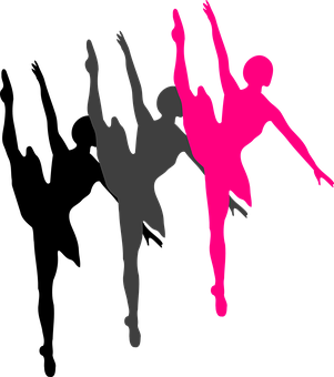 Ballet Dancer Silhouette Pinkand Gray PNG Image