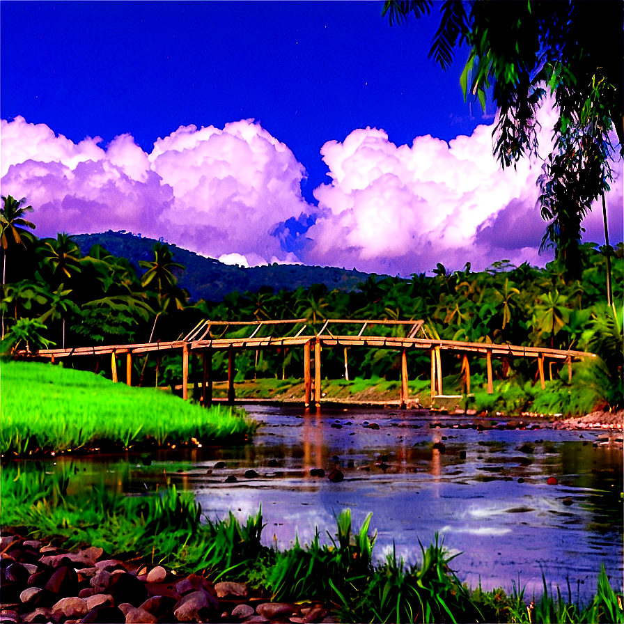 Bamboo Bridge Over River Png 65 PNG Image