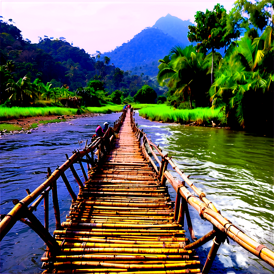 Bamboo Bridge Over River Png 91 PNG Image