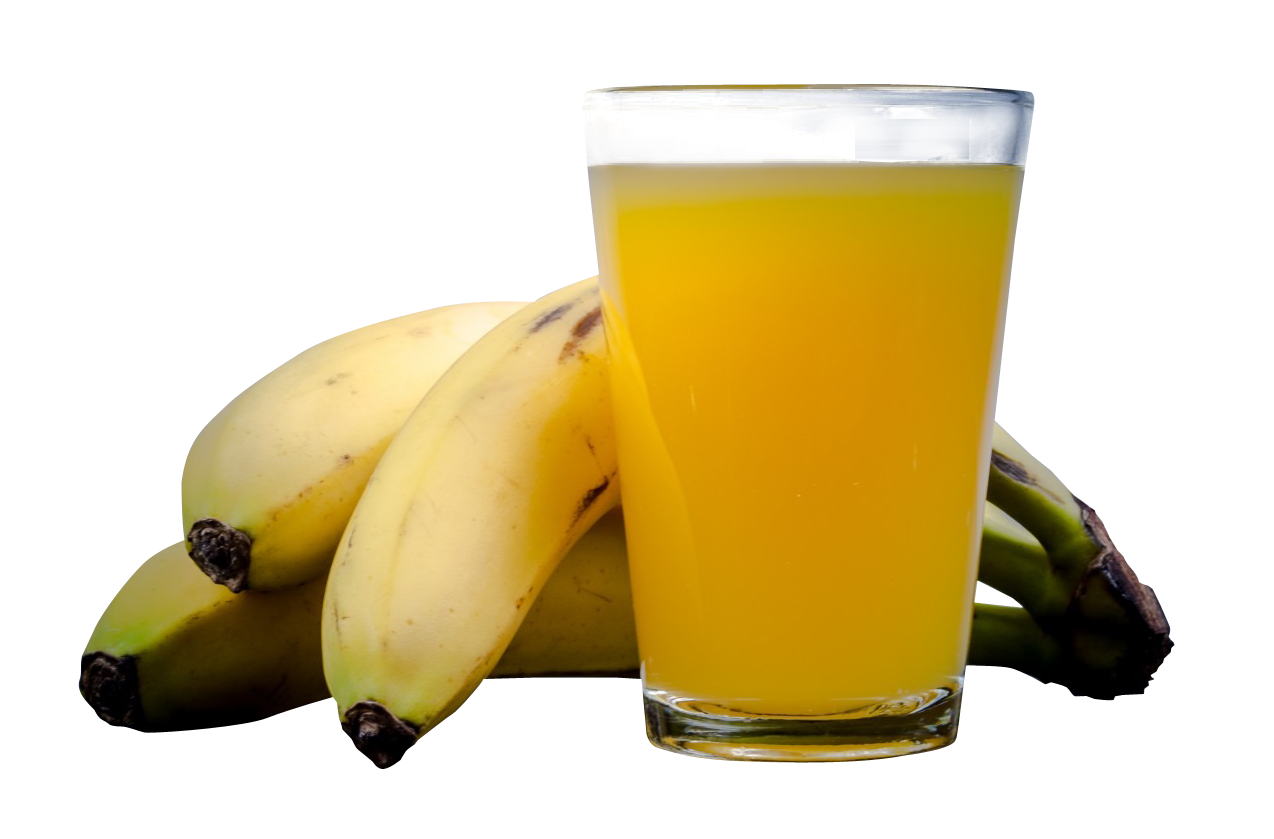 Banana Bunchand Juice Glass PNG Image