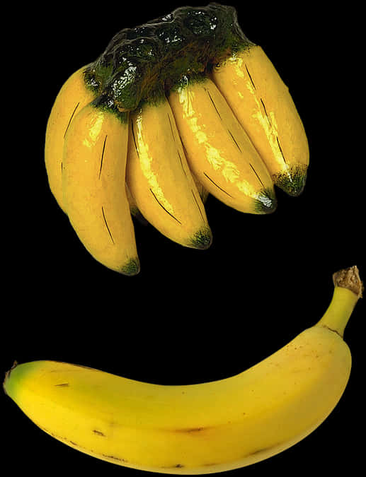 Banana Bunchand Single Banana PNG Image