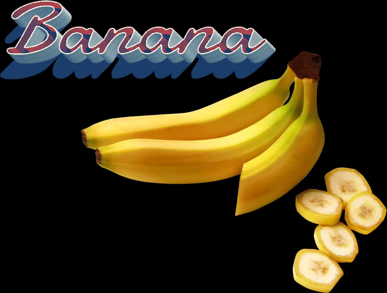 Banana Graphicwith Sliced Pieces PNG Image