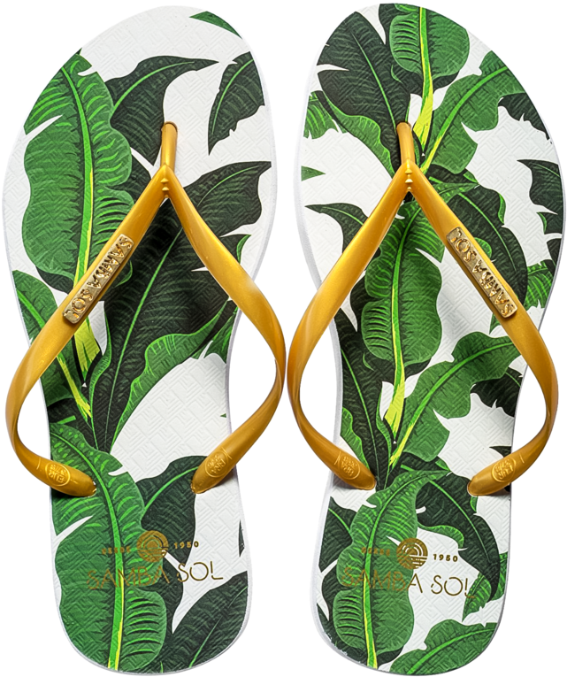 Banana Leaf Print Flip Flops PNG Image