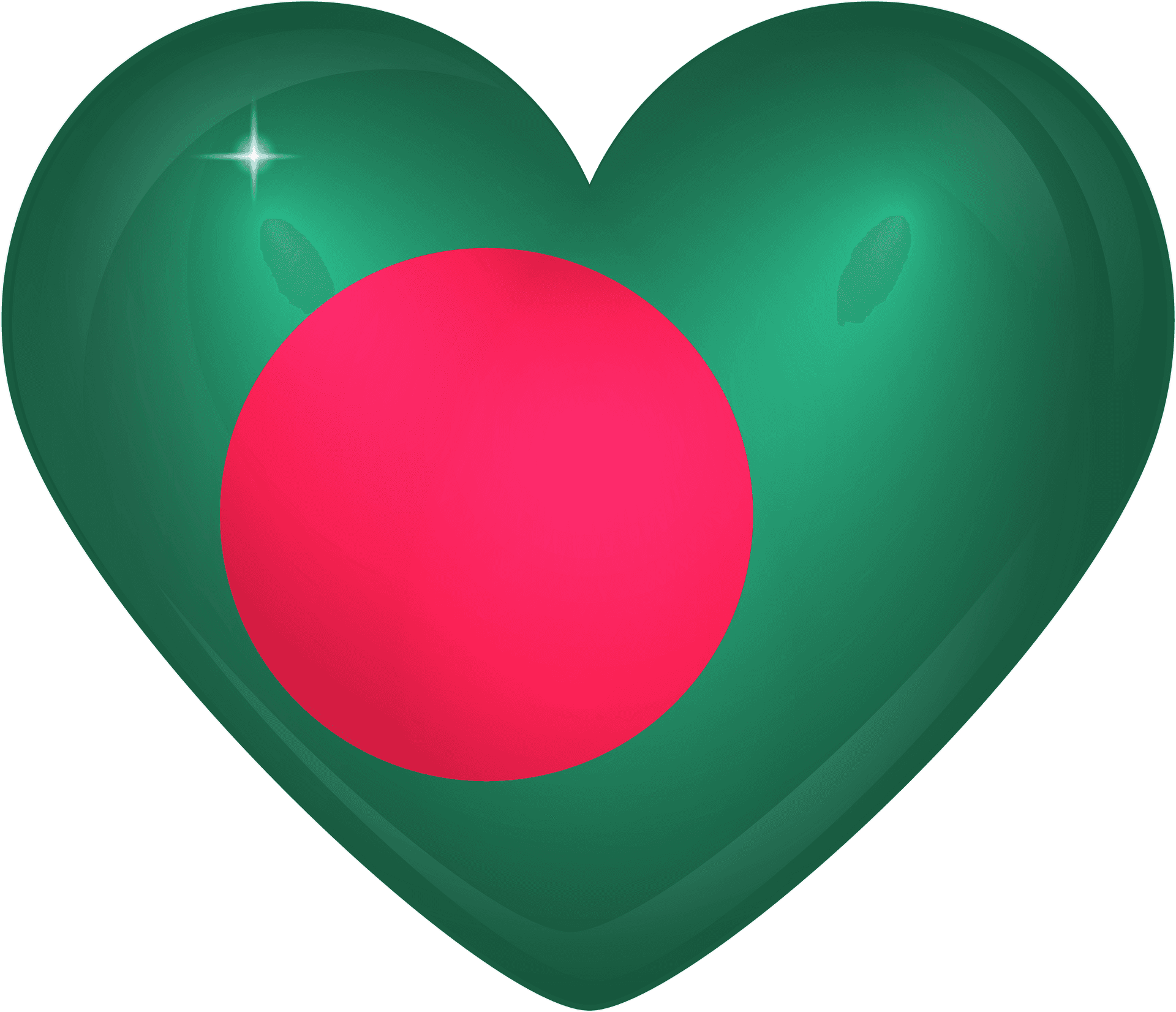 Bangladesh Flag Heart Shaped Graphic PNG Image