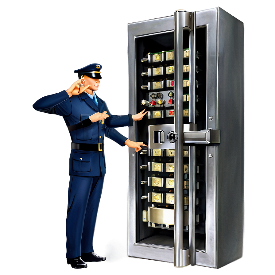 Bank Vault With Guard Png 06262024 PNG Image