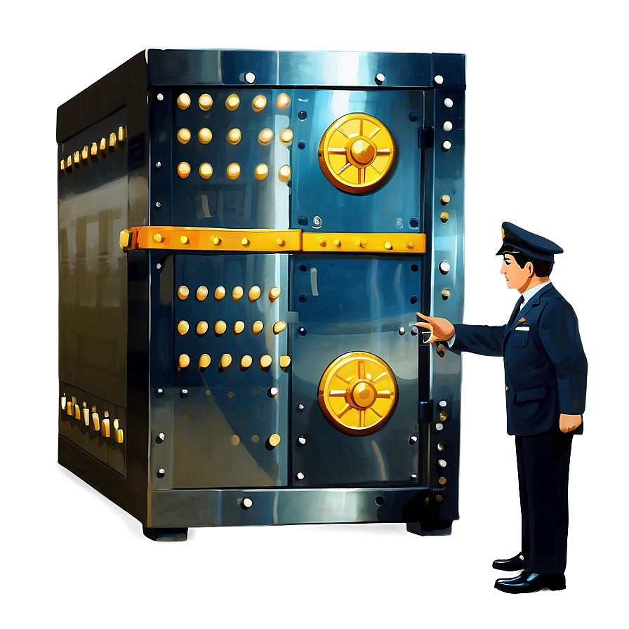 Bank Vault With Guard Png Dde PNG Image