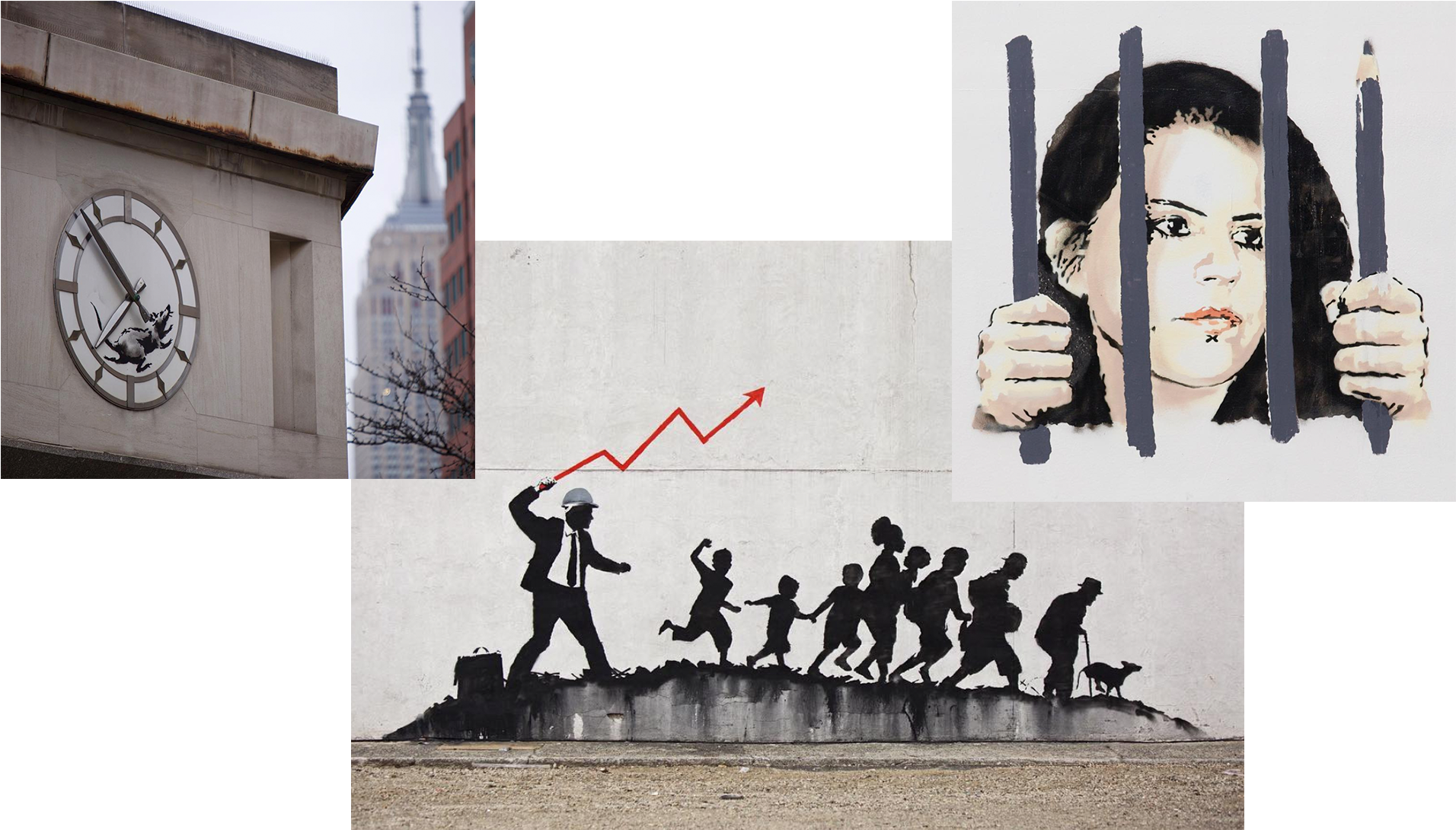 Banksy Artwork Collage PNG Image