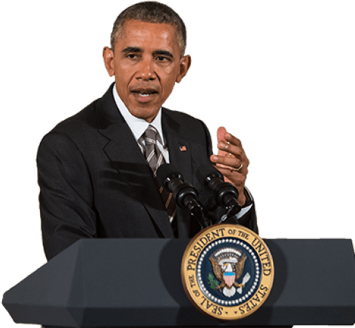 Barack Obama Speakingat Podium PNG Image