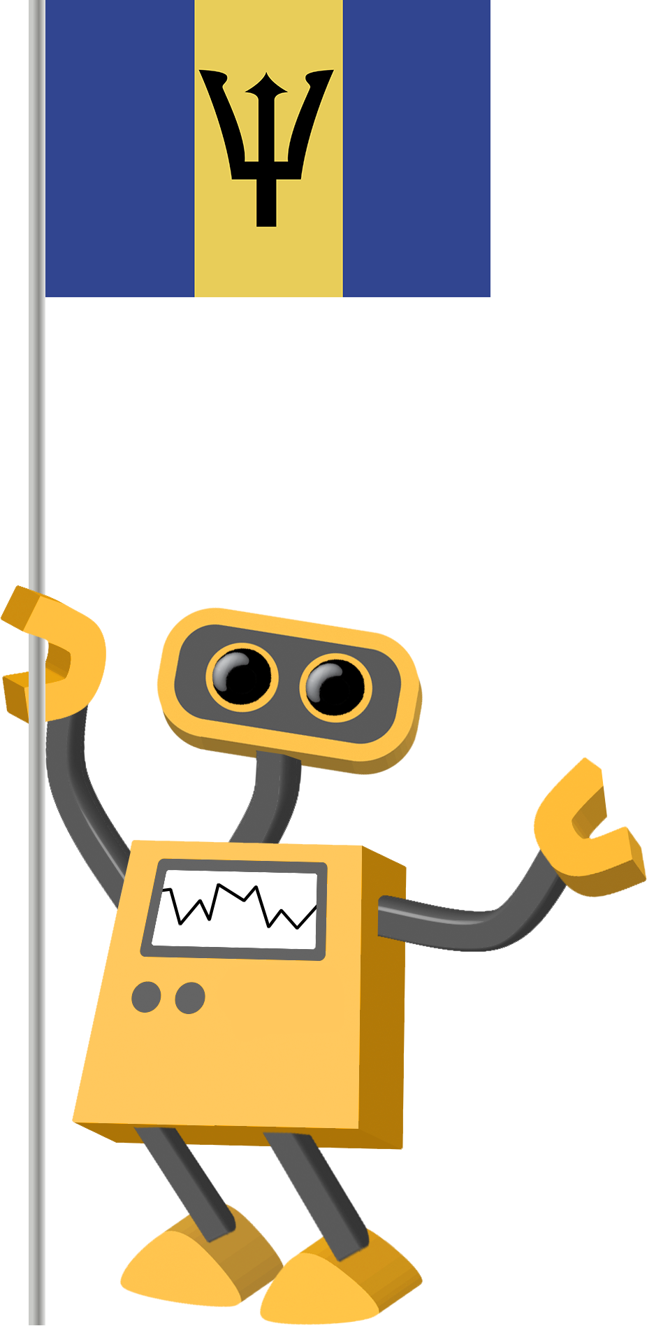 Barbados Flag Robot Cartoon PNG Image