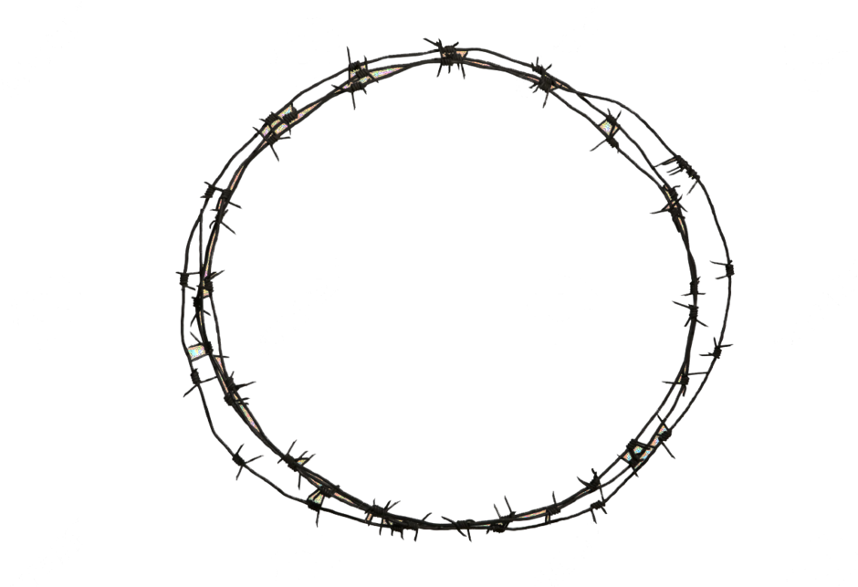 Barbed Wire Loop Against Blue Background PNG Image