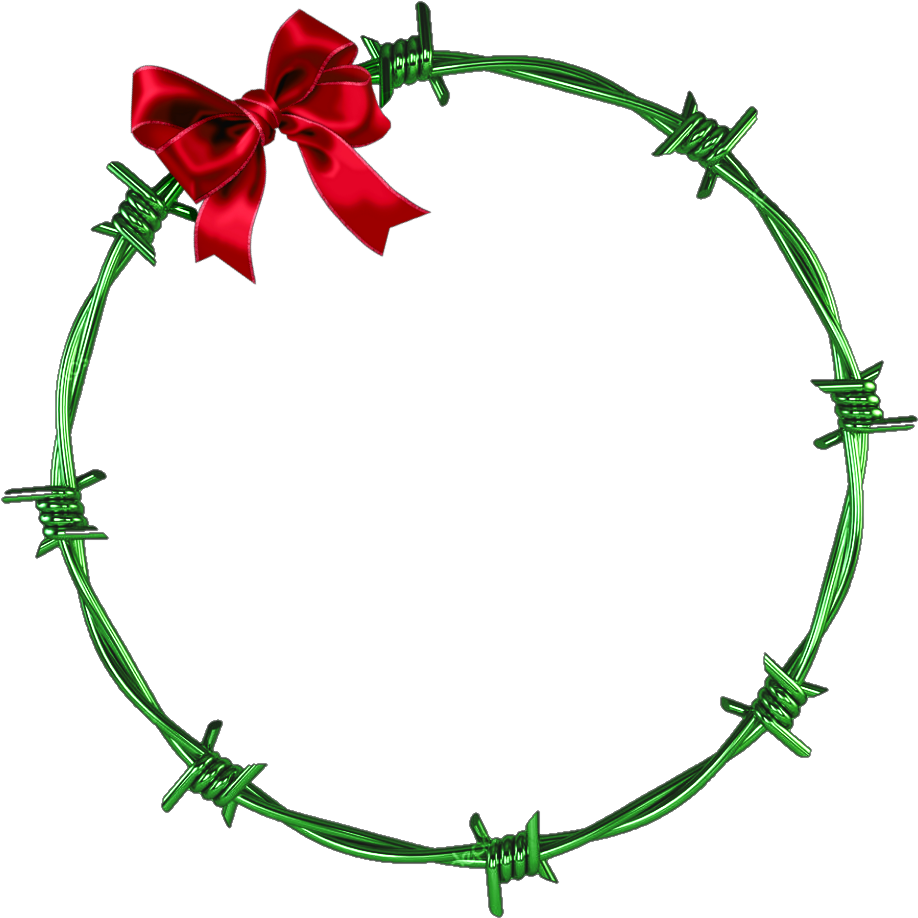 Barbed Wire Wreathwith Red Bow PNG Image