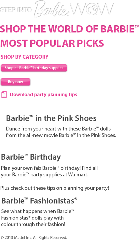 Barbie Advertisement Webpage Snapshot PNG Image