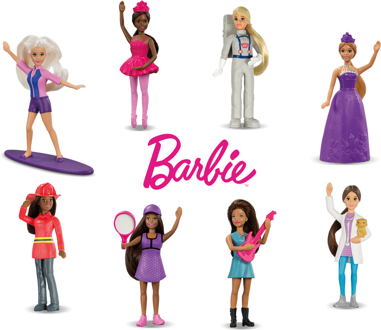 Barbie Dolls Collection Happy Meal Toys PNG Image