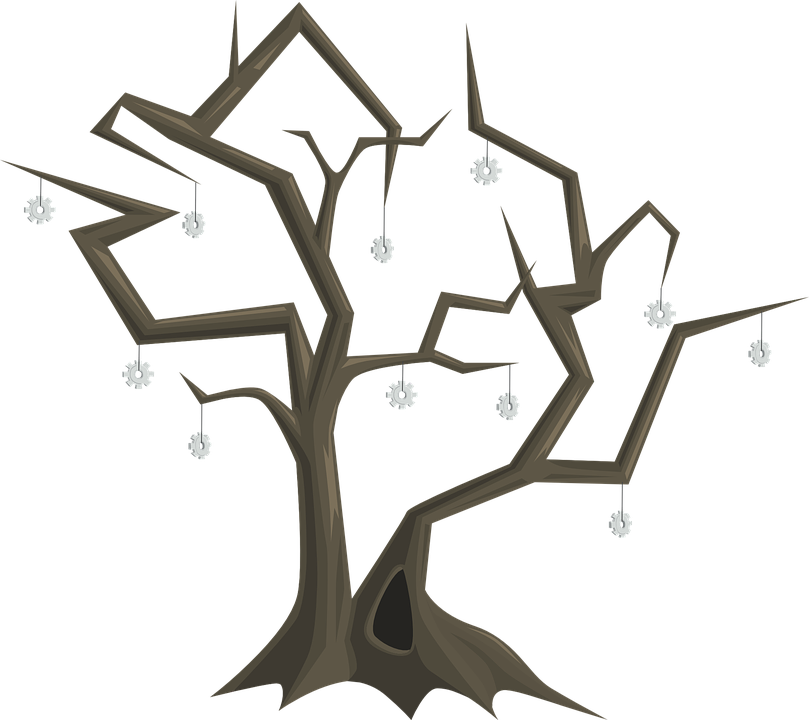 Bare Treewith Spider Webs PNG Image