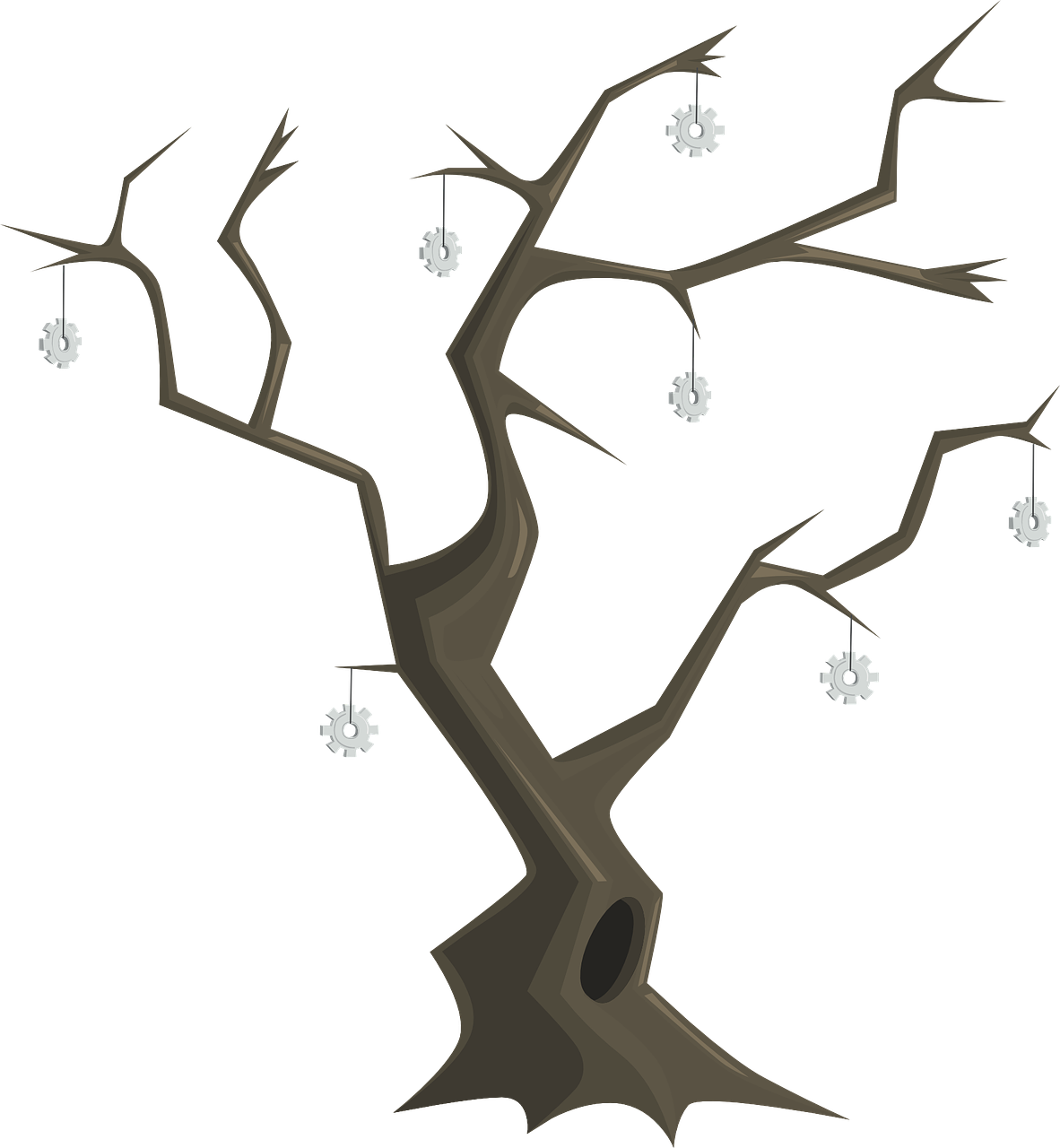 Bare Treewith Spider Webs PNG Image