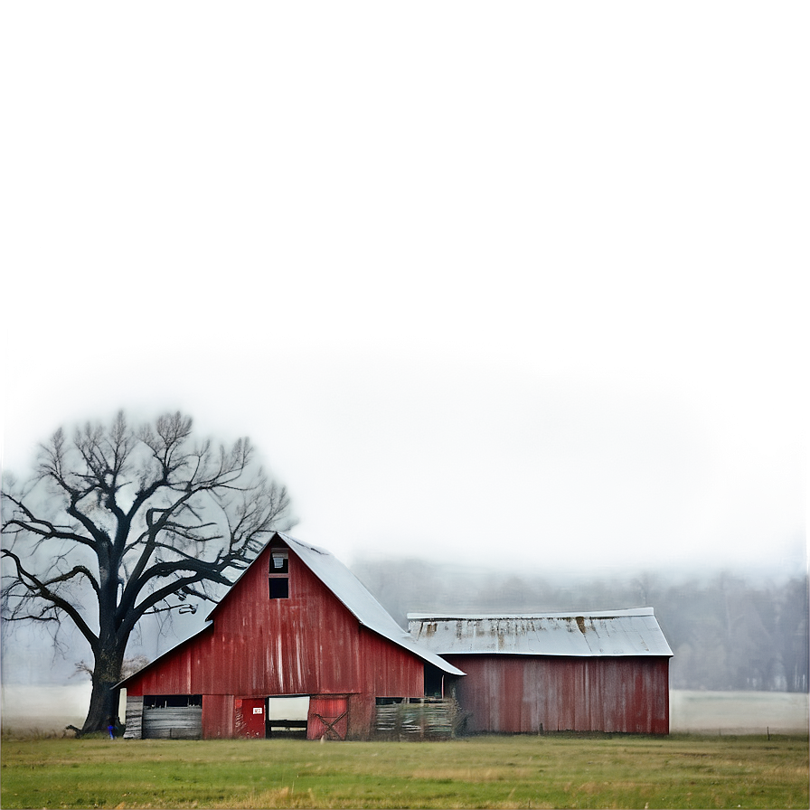 Barn In Foggy Morning Png Lfd25 PNG Image