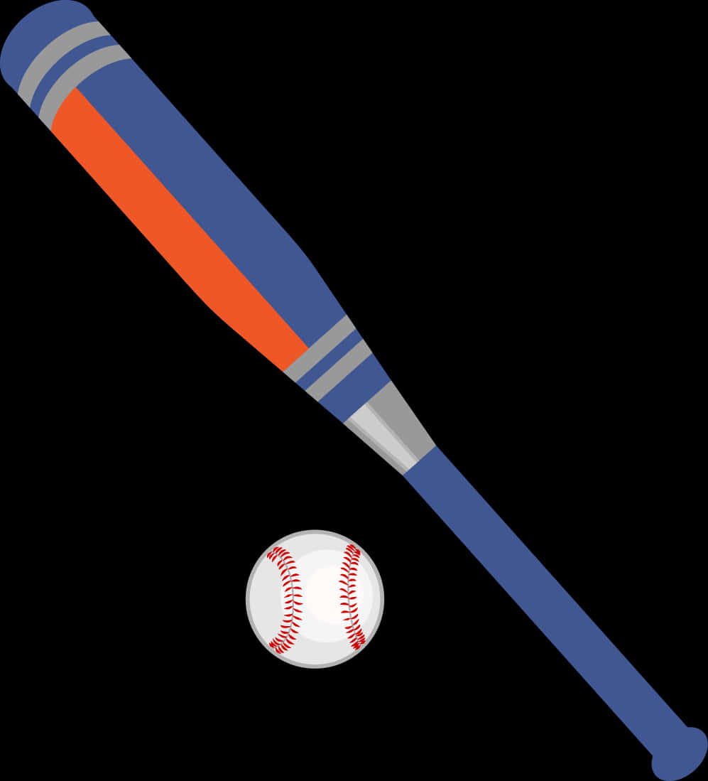 Baseball Batand Ball Illustration PNG Image