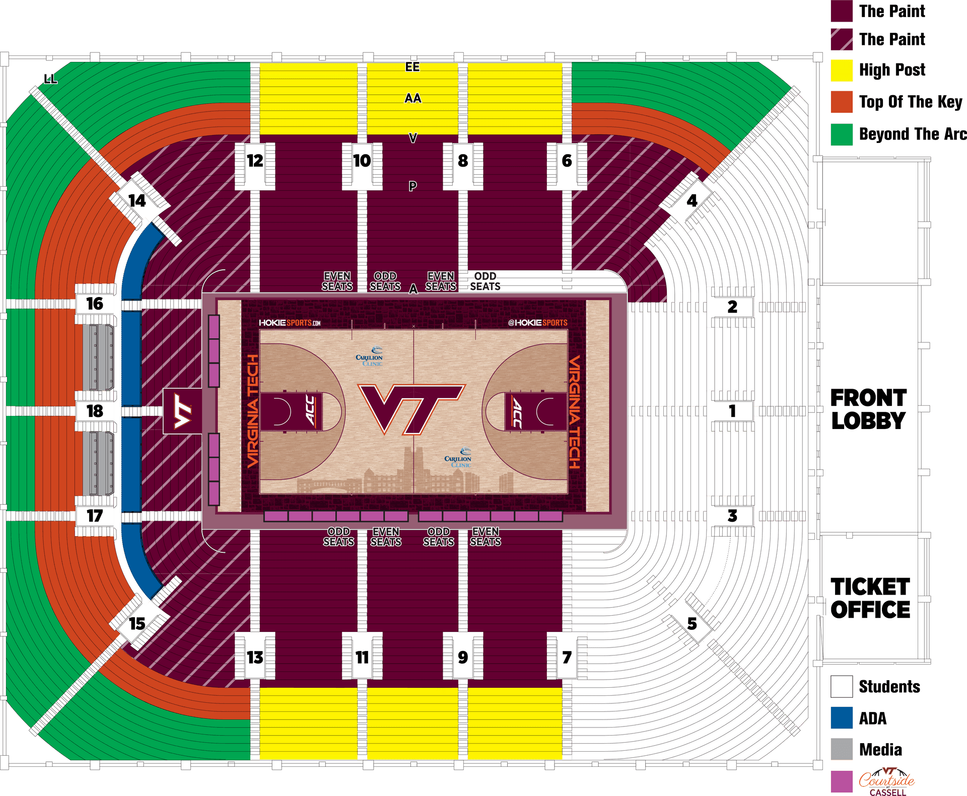 Basketball Court Seating Chart Virginia Tech PNG Image